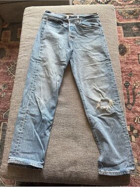 Levi's Light Blue Wedgie Straight Distressed Women's Jeans